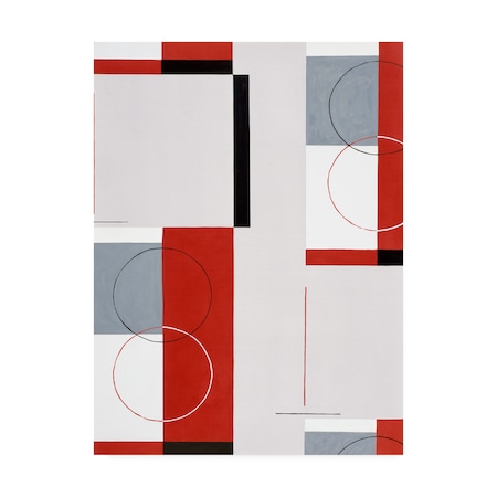 Pablo Esteban 'Circles With Red And Grey' Canvas Art,24x32